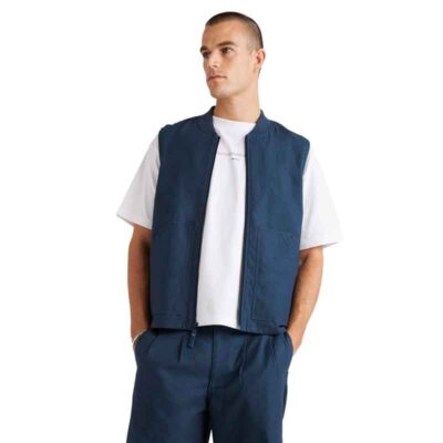 Varsity Twill Vest in Petrol Blue